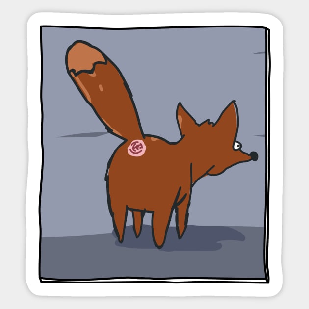 Butts Butts Butts - Fox Sticker by duckandbear